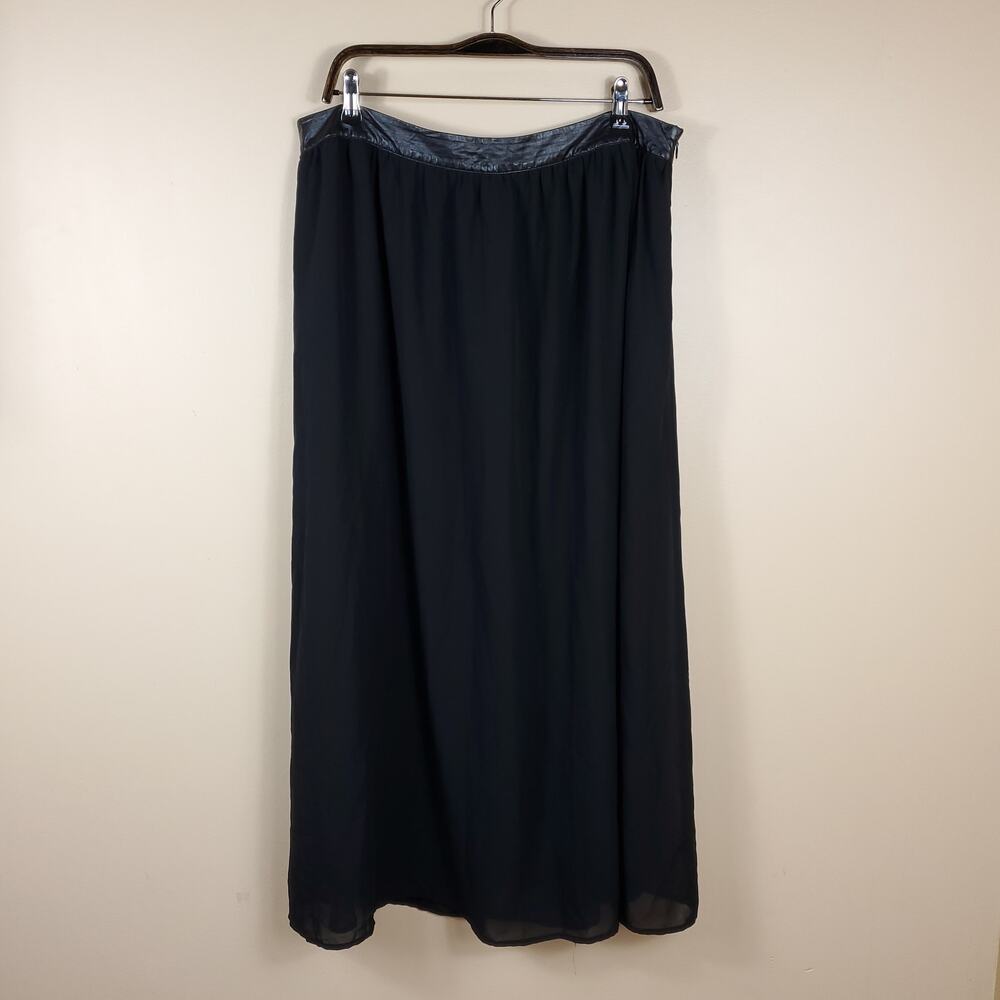 Cato Black Maxi Skirt with Faux Leather Detail Size 16